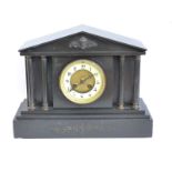 Japy Freres late 19thC slate mantel clock, ivory coloured Arabic enamelled chapter ring,