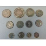 A cache of bronze and copper coinage to include two Roman examples,