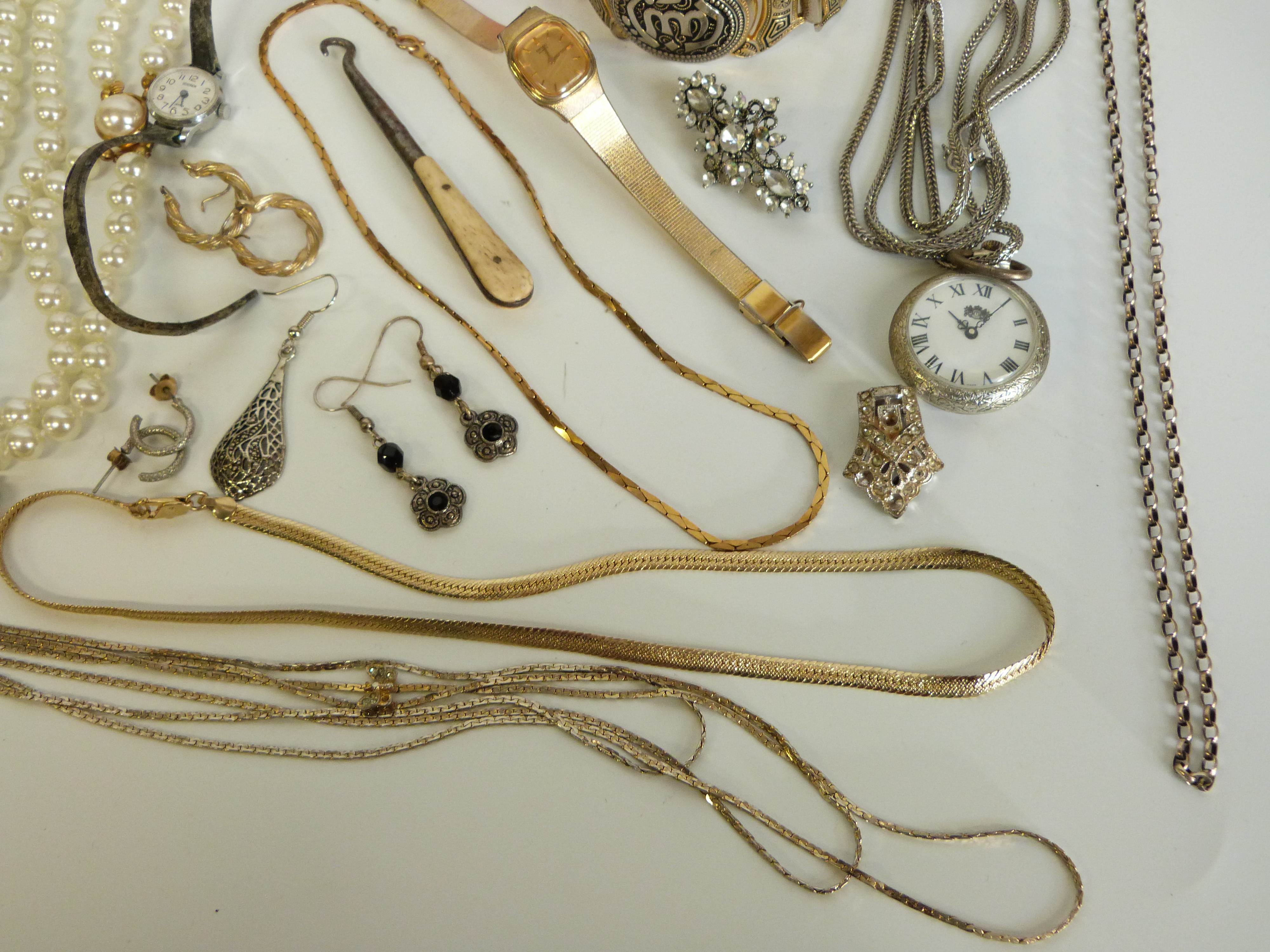 A collection of costume jewellery, watches, silver penknife, Zippo lighter, - Image 5 of 17