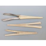 Hallmarked silver mounted ivory glove stretchers, London 1934,