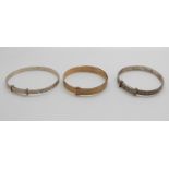 Three silver christening bangles