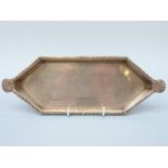 A Victorian hallmarked silver elongated octagonal dish with rope twist rim and shell handles,