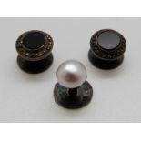 Three French silver studs,