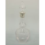 A George V Mappin & Webb hallmarked silver and cut glass decanter, Birmingham 1920, height 20.