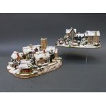 Two large Lilliput Lane cottages "Christmas Eve" edition 0168 and "Homeward Bound at Christmas",