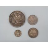 Victorian old head crown together with Jubilee shilling,