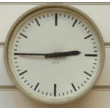 A c1970 G.P.O wall clock, the white dial with baton numerals, 22.