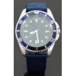 Gentleman's stainless steel 1970's UK Royal Navy diver's style wristwatch with luminous hands and