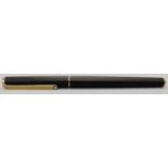Montblanc slimline fountain pen with matte black resin barrel and cap, gold plated fittings,