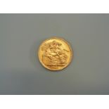 A 1912 gold full sovereign.