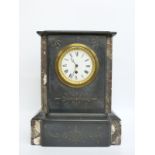 A 19thC marble and slate mantel clock with single train unnamed movement,