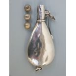 A George V hallmarked silver novelty shooting butt marker formed as a shot or powder flask,