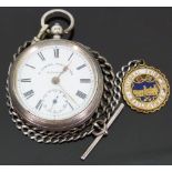 H Samuel of Manchester hallmarked silver gentleman's pocket watch with subsidiary seconds dial,
