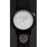 The Beatles gentleman's wristwatch with silver hands and silhouette and white face,