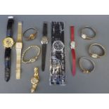 Eleven various ladies and gentleman's wristwatches including Mortima Etanche divers watch, Timex,