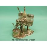 An Edward VII novelty hallmarked silver cruet formed as an elephant,