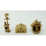 A 9ct gold charm in the form of a house,