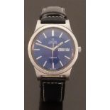 Omega stainless steel automatic gentleman's wristwatch with day and date apertures,