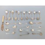 A collection of hallmarked silver spoons including a set of six Georgian examples,