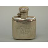 An Edward VII small hallmarked silver hip flask with bayonet cap, Birmingham 1909,