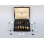 A cased set of six hallmarked silver coffee spoons, Sheffield 1945 maker Mappin & Webb,