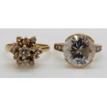 Two 9ct gold rings set with cubic zirconia