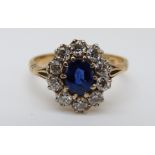 An 18ct gold ring set with a sapphire of approximately 0.
