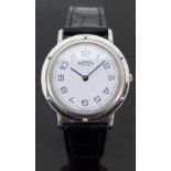 Hermes Clipper stainless steel gentleman's wristwatch with date aperture,