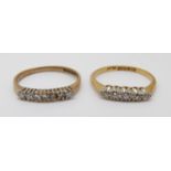 An 18ct gold ring set with diamonds and a 9ct gold ring set with diamonds, 3.