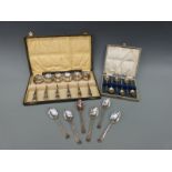 Three cased sets of silver plated cutlery