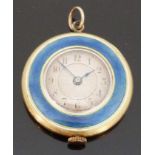 18ct gold pendant watch with blued hands, Arabic numerals,