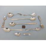 A quantity of continental white metal spoons including French and Dutch and a hallmarked silver