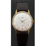 Longines 9ct gold gentleman's wristwatch with inset subsidiary seconds dial,