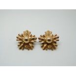 A pair of Tiffany & Co 14ct gold earrings in a layered stylized flower design, 12.8g, 2.