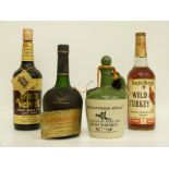 Four bottles of alcohol comprising Uisge Baugh Irish whiskey 750ml,