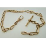 A 15ct gold Albert/ watch chain made up of elongated links, 27.