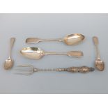 A pair of Victorian Fiddle pattern hallmarked silver table spoons,