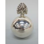 A George V novelty hallmarked silver "grenade" table lighter, Birmingham 1920 maker Asprey & Co.