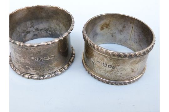 Four various hallmarked silver napkin rings, - Image 2 of 2