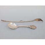 A Norwegian spoon with a scene of Bergen and pickle fork marked Lazenby's Patent