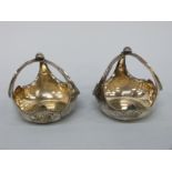 A pair of Victorian unused novelty triform handled salts, Sheffield 1888 maker Atkin Brothers,