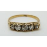 A Victorian 18ct gold ring set with five diamonds (size N)