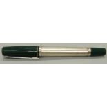 St Dupont Stylo fountain pen with reeded stainless steel barrel,