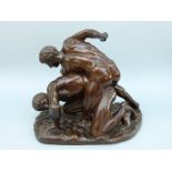 E Barbedienne bronze, 'The Wrestlers', after the Roman copy of the Ancient Greek original,