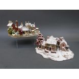 Two large Lilliput Lane cottages "First Snow at Bluebell" edition 2048 and an illuminated
