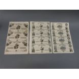 Uncut sheet of four 5 dollar Forint banknotes issued to finance the Hungarian Rebellion of 1956,
