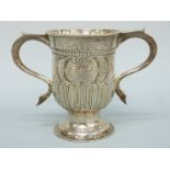 A Georgian hallmarked silver twin-handled loving cup,