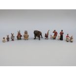 A collection of late 19thC / 20thC cold painted bronze and other miniature metal figures including