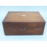 A 19thC rosewood jewellery / dressing table box with lift-out compartment,