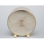 A continental white metal trinket box with engraved coronet and initials, marked 800 and R.
